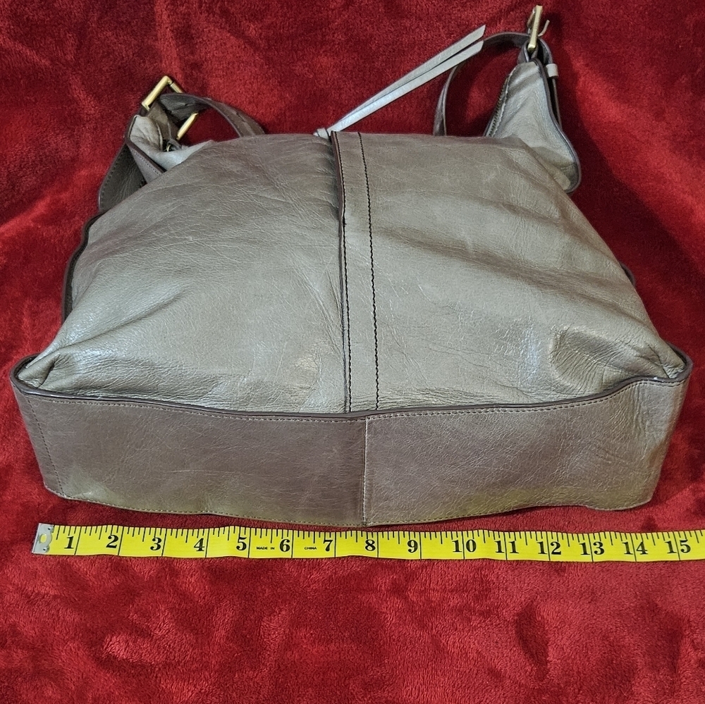 HOBO Gray Leather Satchel with Slouchy Silhouette - Picture 5 of 9